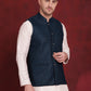 Blue Woven Design Nehru Jacket ( JOWC 4091Peacock )