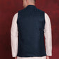 Blue Woven Design Nehru Jacket ( JOWC 4091Peacock )