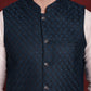 Blue Woven Design Nehru Jacket ( JOWC 4091Peacock )