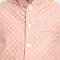 Jompers Men's Peach Peach and White Embroidered Nehru Jacket ( JOWC 4029Peach )