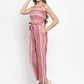 Women Red & Off-White Striped Basic Jumpsuit ( JUP 8001 Red )