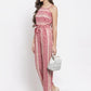 Women Red & Off-White Striped Basic Jumpsuit ( JUP 8001 Red )