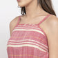 Women Red & Off-White Striped Basic Jumpsuit ( JUP 8001 Red )