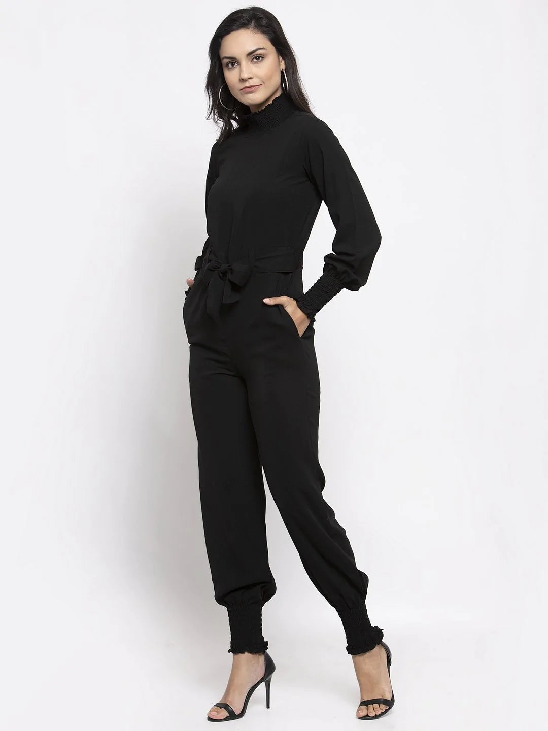 Jompers Women Black Solid Basic Jumpsuit ( JUP 8002 Black )