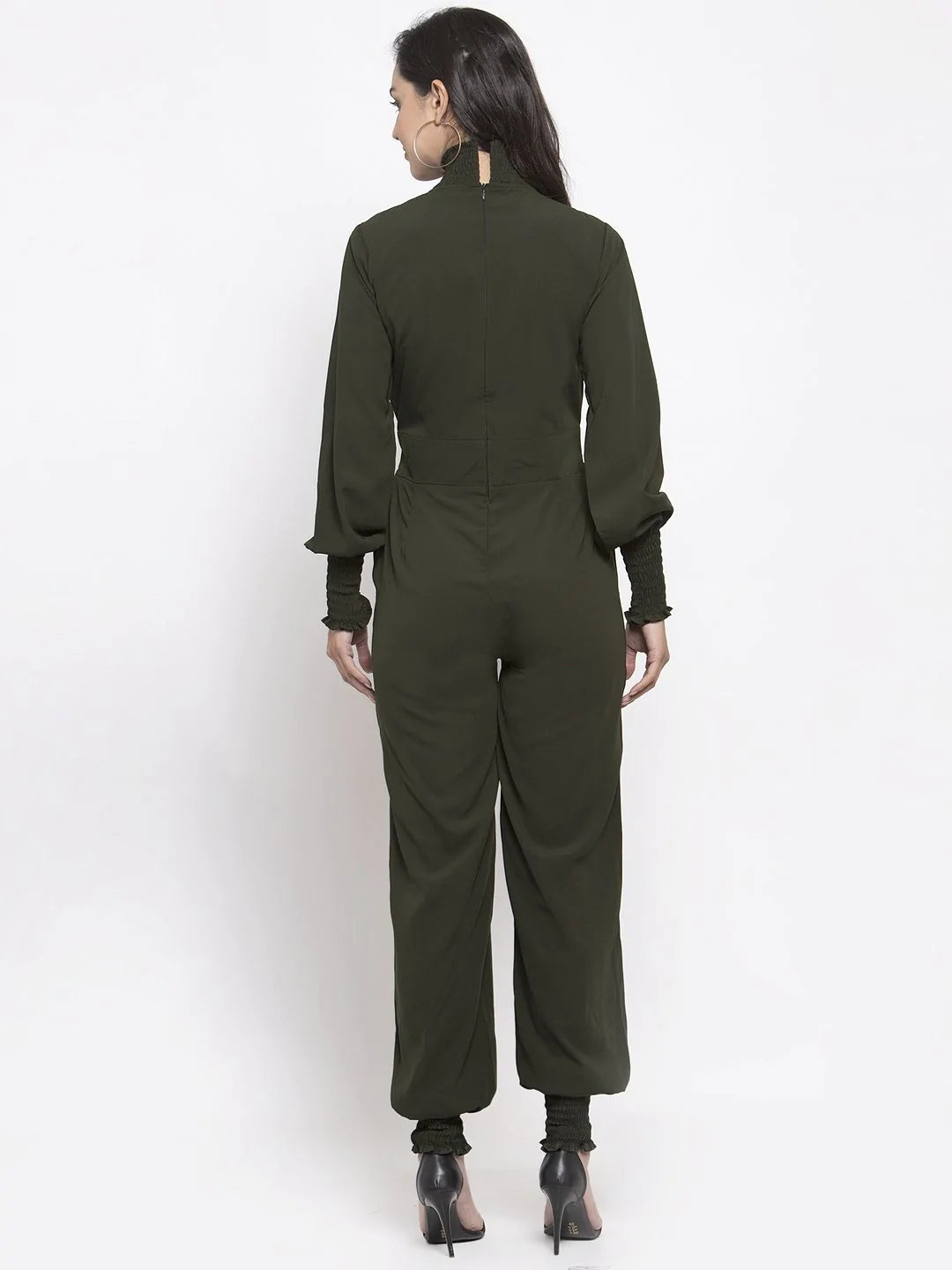 Jompers Women Olive Green Solid Basic Jumpsuit ( JUP 8002 OLive )