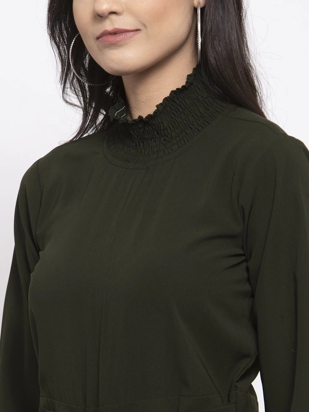 Jompers Women Olive Green Solid Basic Jumpsuit ( JUP 8002 OLive )