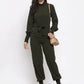 Jompers Women Olive Green Solid Basic Jumpsuit ( JUP 8002 OLive )