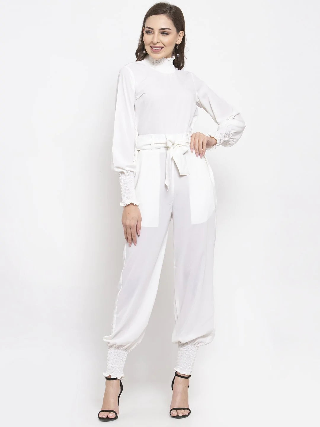 Jompers Women White Solid Basic Jumpsuit ( JUP 8002 White )
