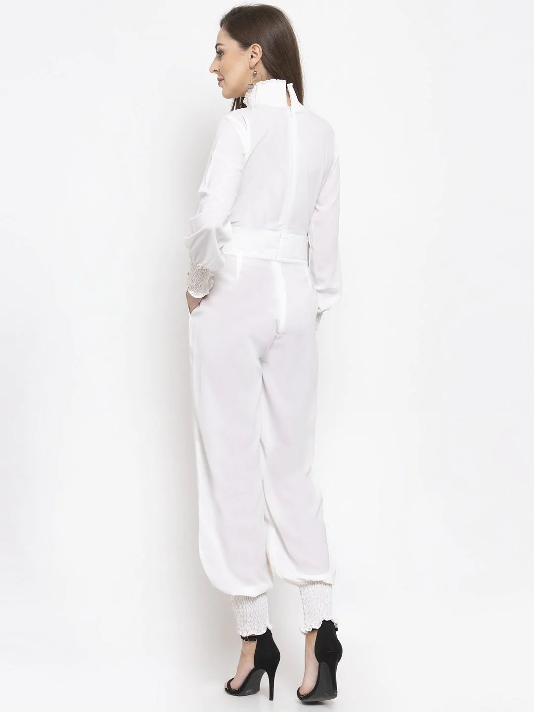 Jompers Women White Solid Basic Jumpsuit ( JUP 8002 White )
