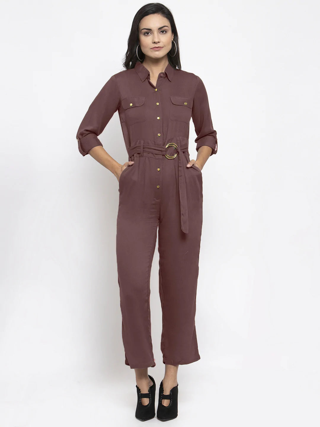 Jompers Women Brown Solid Jumpsuit ( JUP 8007 Brown )
