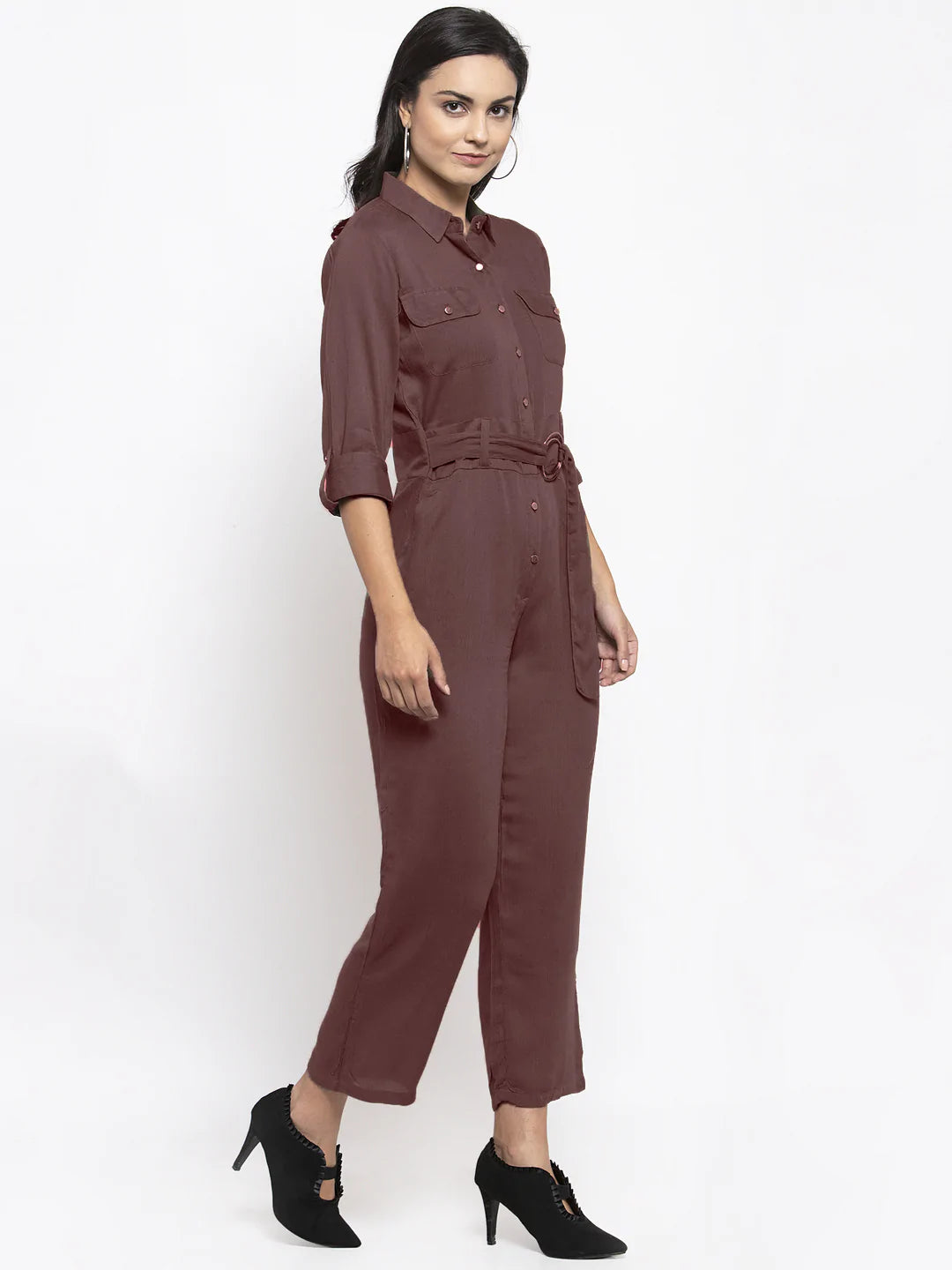 Jompers Women Brown Solid Jumpsuit ( JUP 8007 Brown )