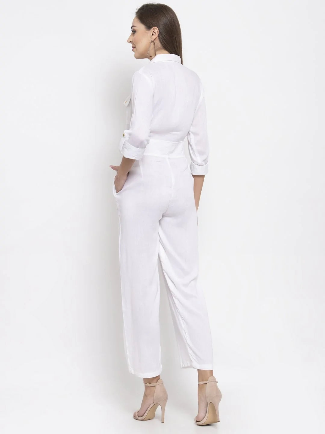 Jompers Women White Solid Jumpsuit ( JUP 8007 White )