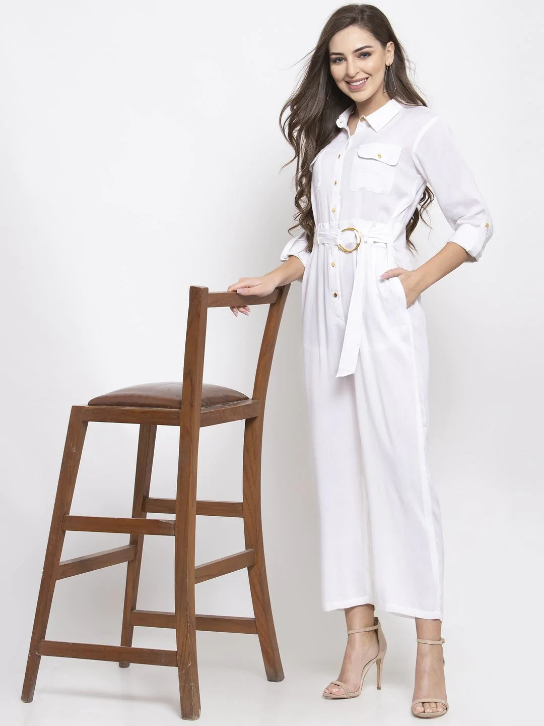Jompers Women White Solid Jumpsuit ( JUP 8007 White )
