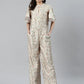 Jompers Women Lime Green & Off-White Printed Keyhole Neck Flared Sleeves Basic Jumpsuit ( JUP 8014 Lime )