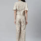 Jompers Women Lime Green & Off-White Printed Keyhole Neck Flared Sleeves Basic Jumpsuit ( JUP 8014 Lime )