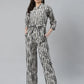 Jompers Women Off-White & Grey Striped Mandarin Collar Basic Jumpsuit ( JUP 8009 Grey )