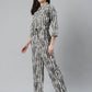 Jompers Women Off-White & Grey Striped Mandarin Collar Basic Jumpsuit ( JUP 8009 Grey )