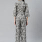 Jompers Women Off-White & Grey Striped Mandarin Collar Basic Jumpsuit ( JUP 8009 Grey )
