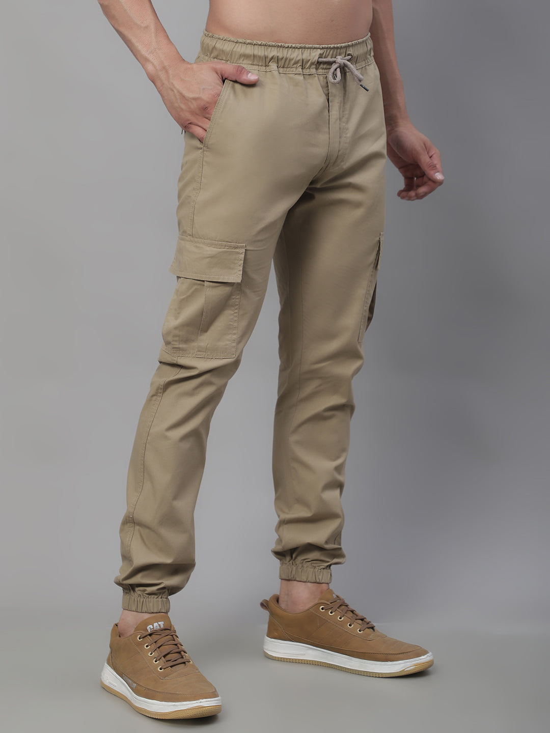 Jainish Men's Casual Cotton Solid Cargo Pants