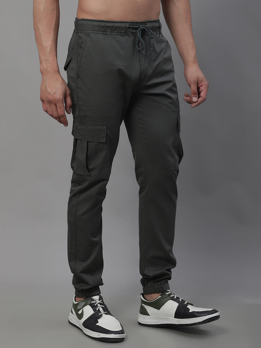 Jainish Men's Casual Cotton Solid Cargo Pants