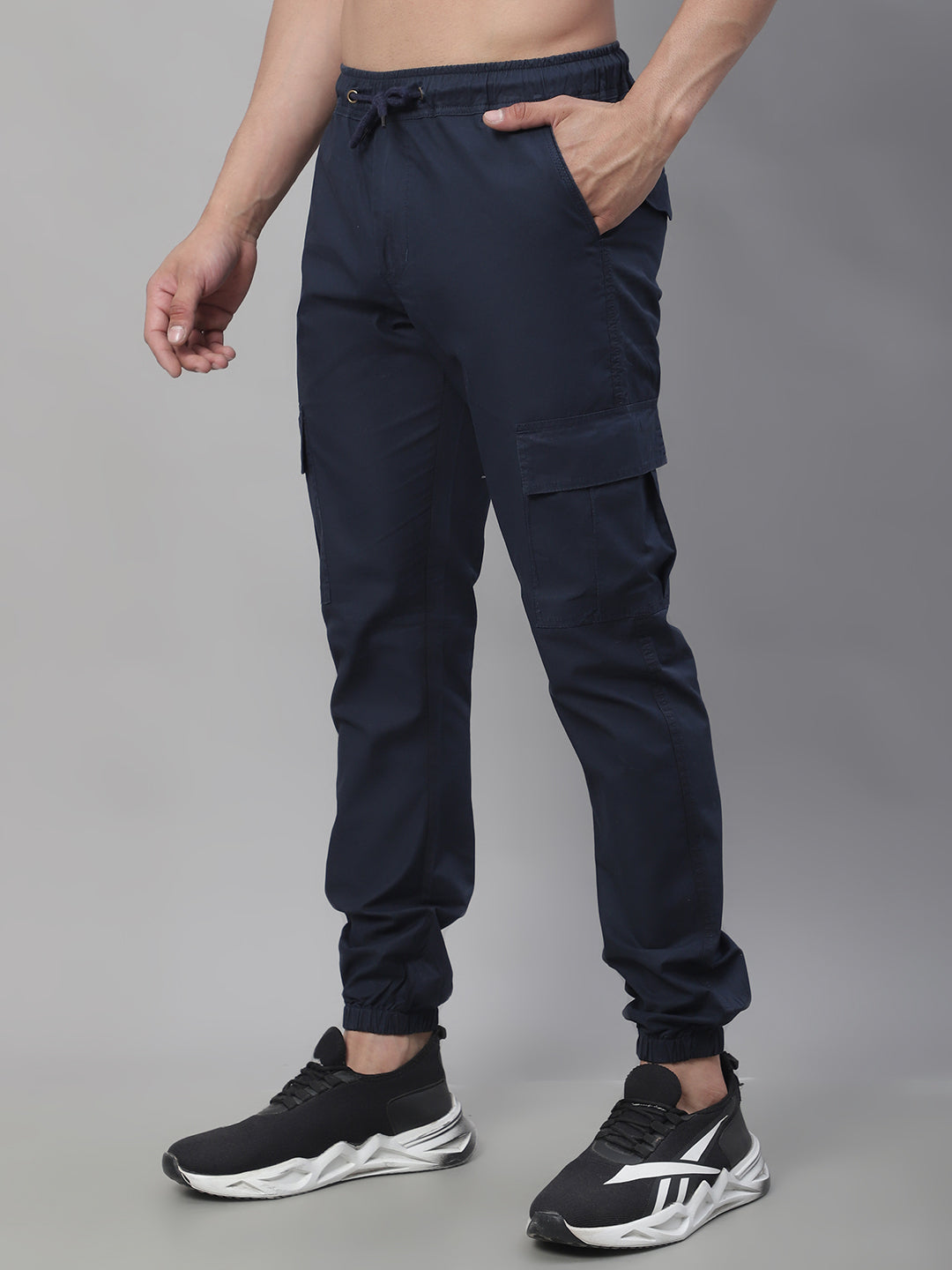 Jainish Men's Casual Cotton Solid Cargo Pants