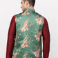 Jompers Men's Green Printed Nehru Jacket ( JOWC 4007Green )