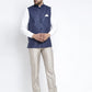 Jompers Men's Navy Blue Solid Nehru Jacket ( JOWC 4021Navy )