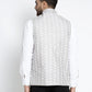 Jompers Men's Grey Embroidered Nehru Jacket ( JOWC 4023Grey )