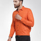 Jainish Dark Orange Formal Shirt with black detailing ( SF 411DO )