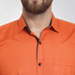 Jainish Dark Orange Formal Shirt with black detailing ( SF 411DO )