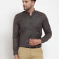 Jainish Grey Melange Men's Cotton Solid Mandarin Collar Formal Shirts ( SF 726Charcoal )