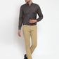 Jainish Grey Melange Men's Cotton Solid Mandarin Collar Formal Shirts ( SF 726Charcoal )