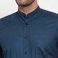 Jainish Navy Men's Cotton Solid Mandarin Collar Formal Shirts ( SF 726Teal )