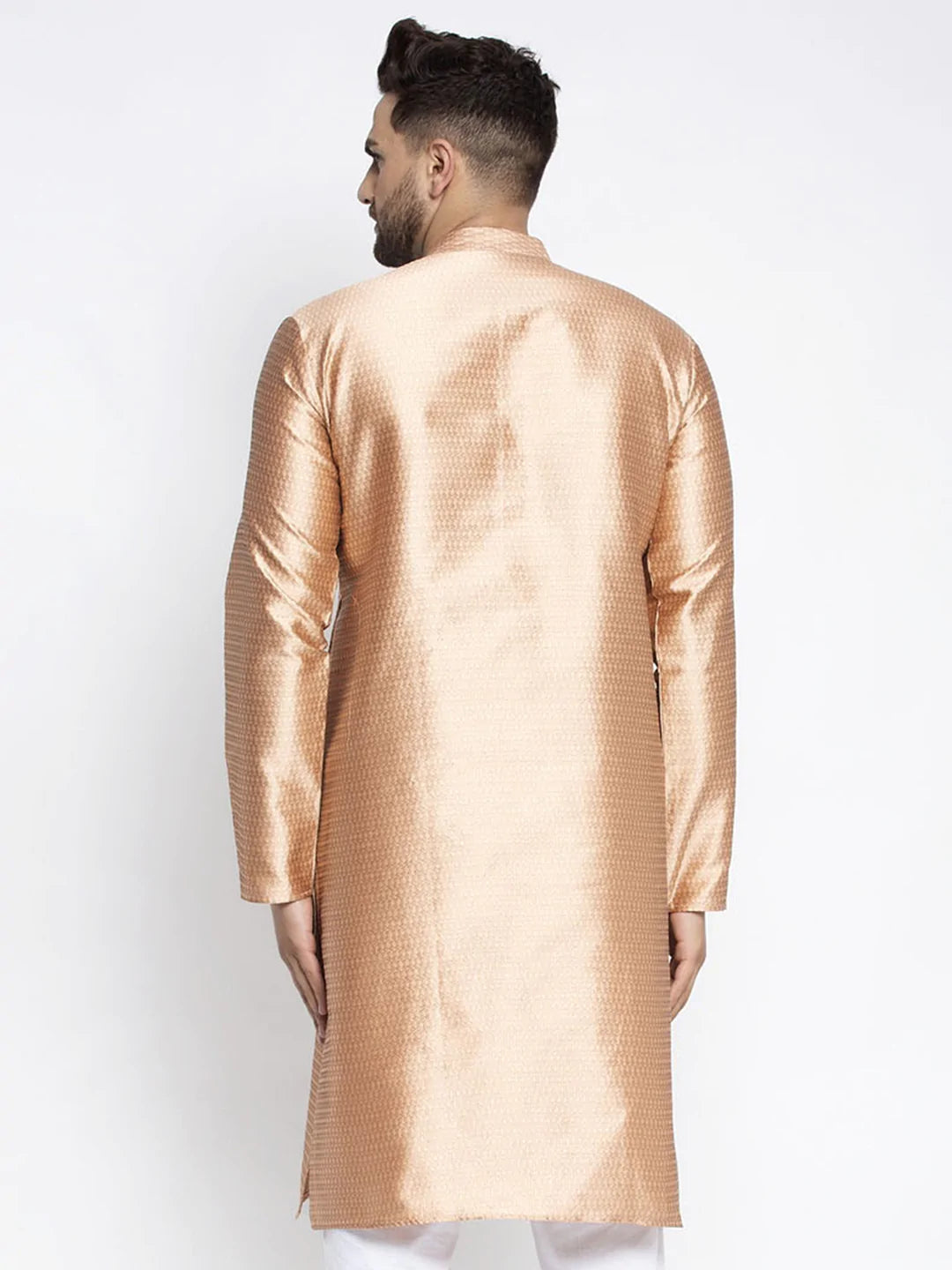 Jompers Men Bronze & White Woven Design Kurta Only ( KO 637 Bronze )