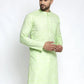 Jompers Men Green & White Self Design Kurta Only ( KO 638 Green )