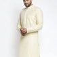 Jompers Men Lemon Yellow & White Self Design Kurta Only ( KO 638 Lemon )