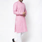 Jompers Men Pink & White Self Design Kurta Only ( KO 638 Pink )