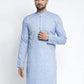 Jompers Men Blue & White Self Design Kurta Only ( KO 638 Sky )