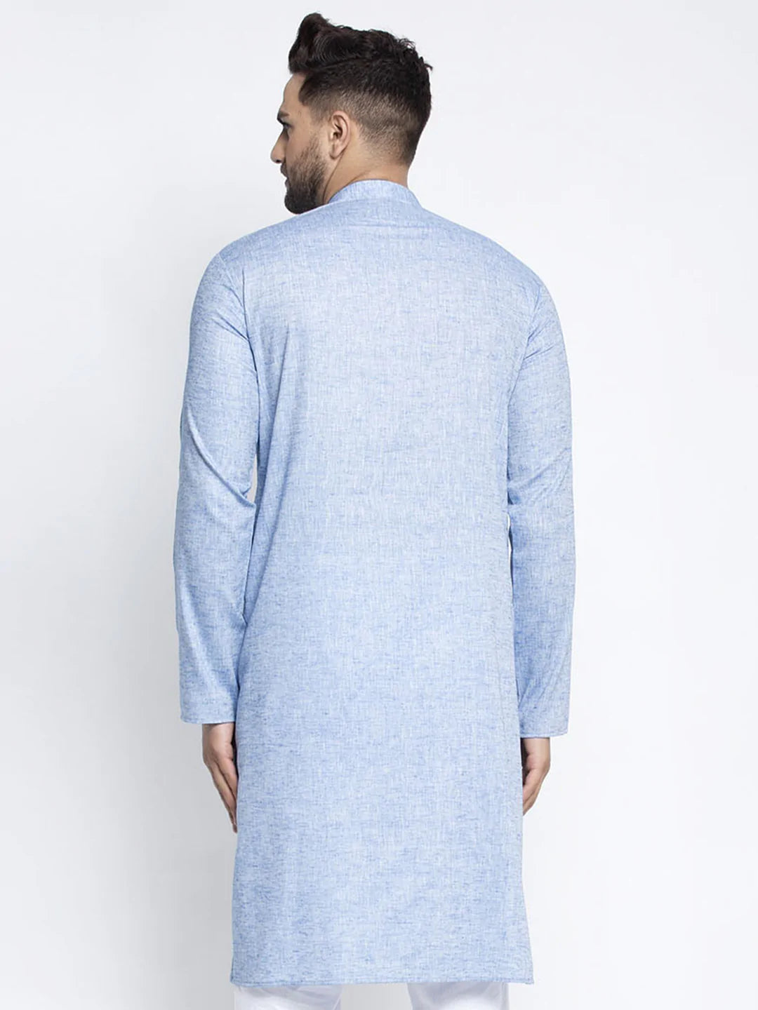 Jompers Men Blue & White Self Design Kurta Only ( KO 638 Sky )