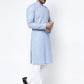 Jompers Men Blue & White Self Design Kurta Only ( KO 638 Sky )