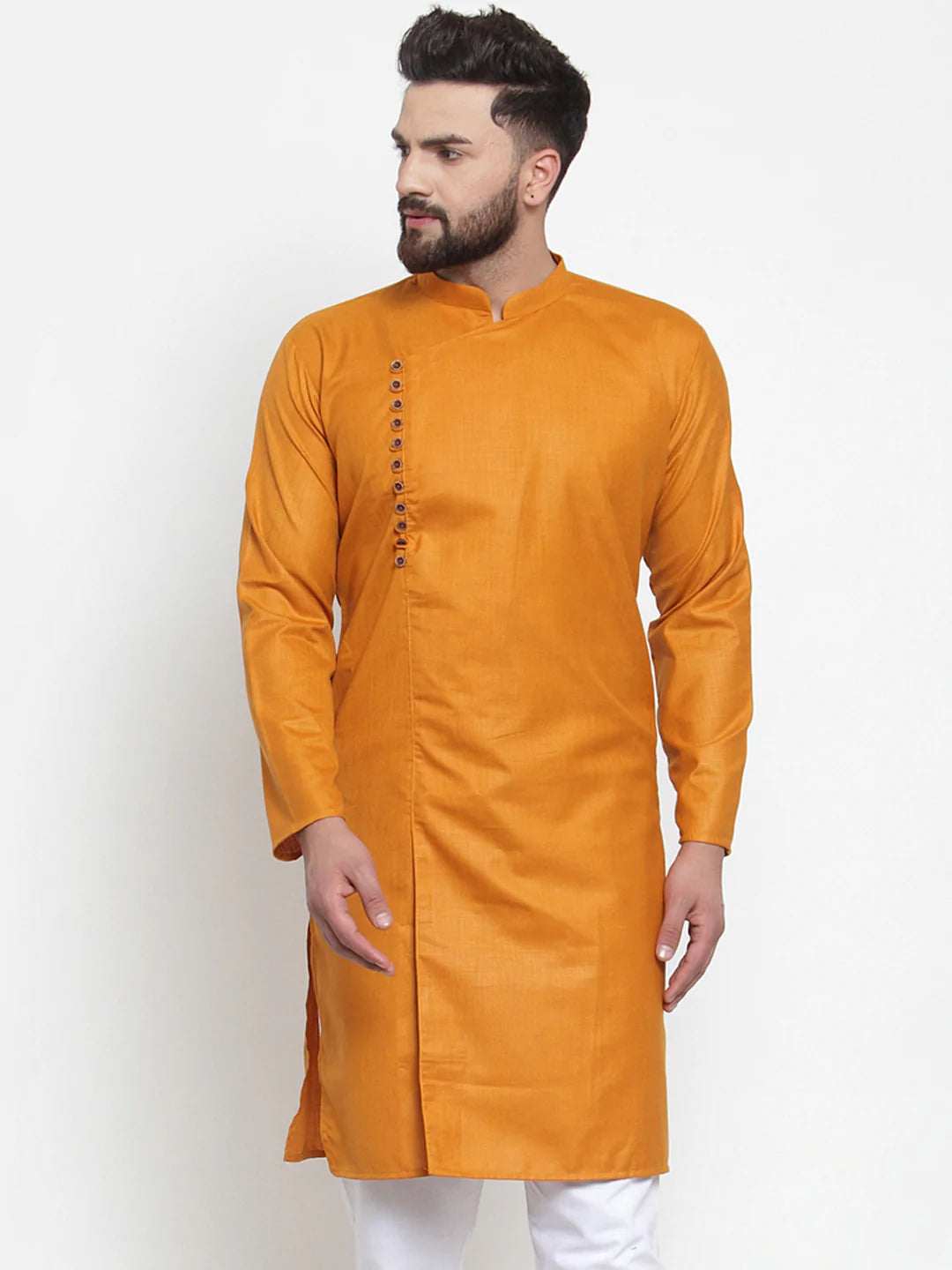 Jompers Men Mustard Solid Kurta Only ( KO 588 Mustard )