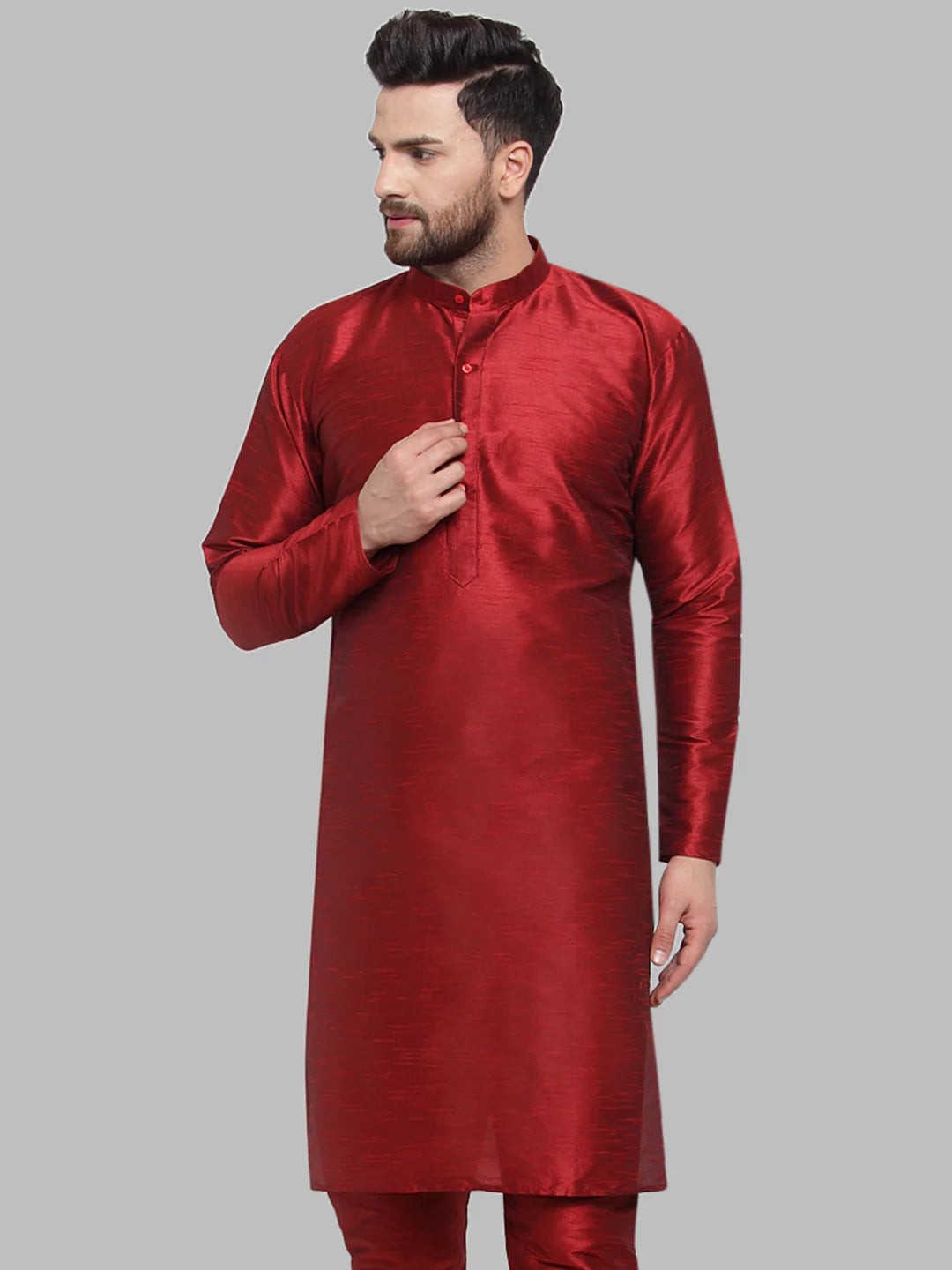 Jompers Men Maroon Solid Kurta Only ( KO 591 Maroon )