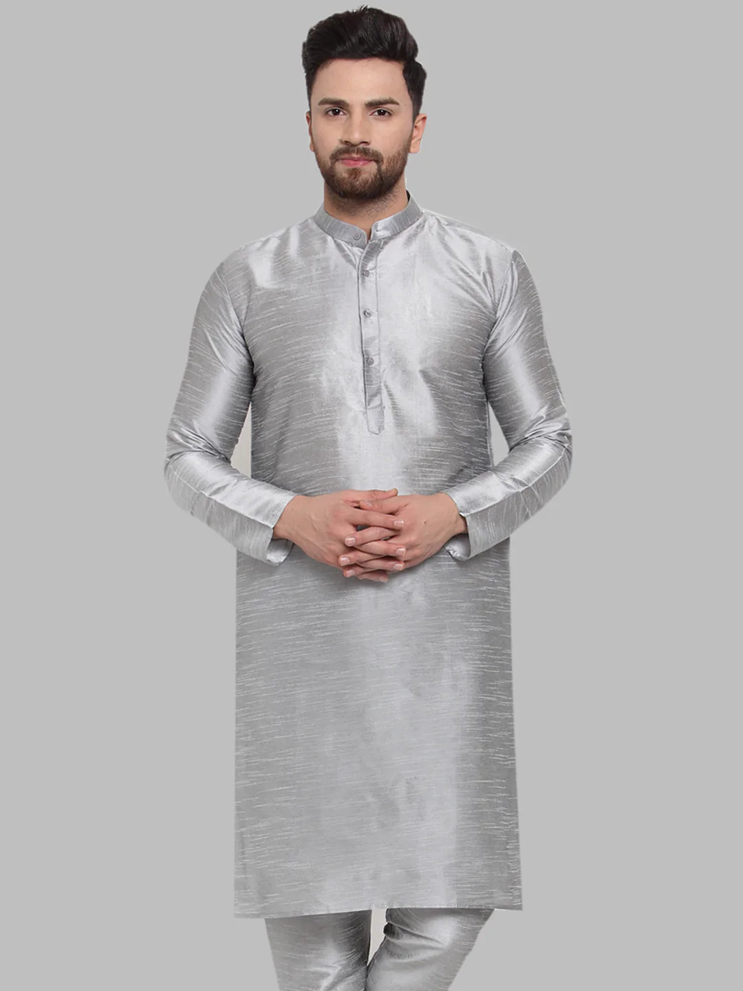 Jompers Men Silver Solid Kurta Only ( KO 591 Silver )