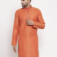Jompers Men Orange Embroidered Kurta Only ( KO 619 Orange )