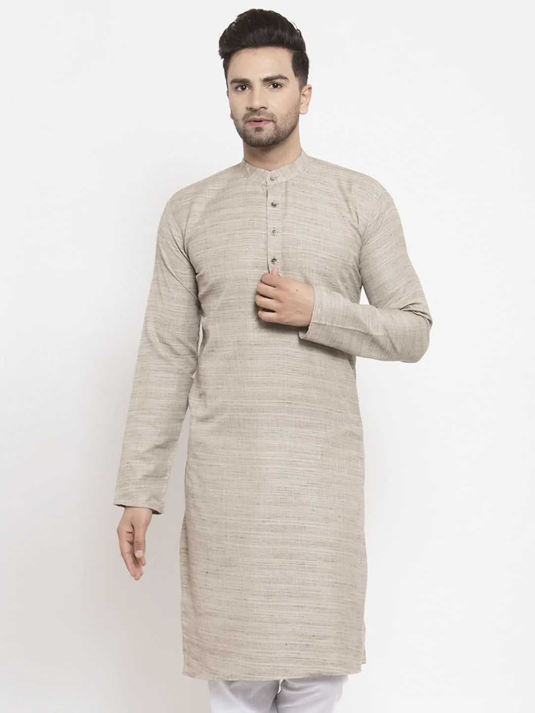 Jompers Men Grey Self Design Kurta Only ( KO 625 Grey )