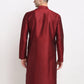 Jompers Men's Maroon Solid Dupion Silk Kurta Only ( KO 636 Maroon )