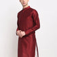 Jompers Men's Maroon Solid Dupion Silk Kurta Only ( KO 636 Maroon )