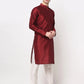 Jompers Men's Maroon Solid Dupion Silk Kurta Only ( KO 636 Maroon )