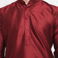 Jompers Men's Maroon Solid Dupion Silk Kurta Only ( KO 636 Maroon )
