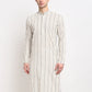 Jompers Men's Cream Cotton Striped Kurta Only ( KO 643 Cream )